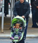 Matt Damon takes his daughter Stella for a walk on a chilly day in New York City, New York on October 9, 2012.