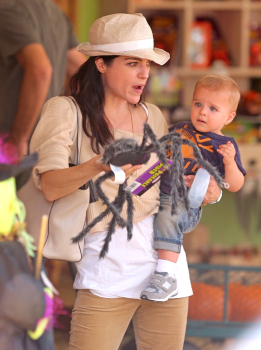 Selma Blair takes her son Arthur to the Mr. Bones Pumpkin Patch in West Hollywood, California on October 13, 2012.