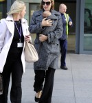 Uma Thurman and Rosalind Luna arrive at Heathrow Airport from Los Angeles on October 17, 2012 in London, England.