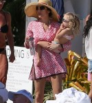 Bethenny Frankel and Daughter Bryn Splash in the Pool