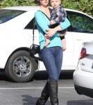 New Brunette January Jones and Son Xander Lunch in Pasadena