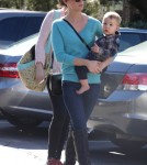 New Brunette January Jones and Son Xander Lunch in Pasadena