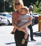 January Jones Takes Baby Xander To Lunch
