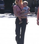 January Jones Takes Baby Xander To Lunch