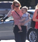 January Jones Takes Baby Xander To Lunch