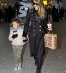 Jessica Alba And Daughter Honor Arriving In London
