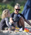 Ashlee Simpson and Son Bronx Hit the Beach