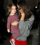 Victoria Beckham And Daughter Harper Arriving On A Flight At LAX