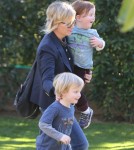 Amy Poehler Takes Her Boys To A Birthday Party