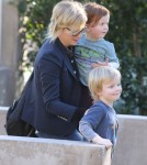 Amy Poehler Takes Her Boys To A Birthday Party