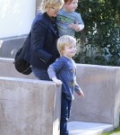 Amy Poehler Takes Her Boys To A Birthday Party