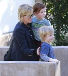 Amy Poehler Takes Her Boys To A Birthday Party
