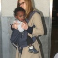 Connie Britton And Son Eyob Arriving On A Flight At LAX