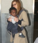 Connie Britton And Son Eyob Arriving On A Flight At LAX