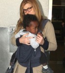 Connie Britton And Son Eyob Arriving On A Flight At LAX