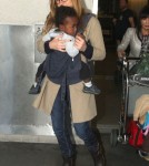 Connie Britton And Son Eyob Arriving On A Flight At LAX