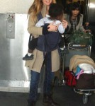 Connie Britton And Son Eyob Arriving On A Flight At LAX