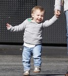 January Jones Takes Baby Xander To Lunch