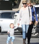 January Jones Takes Baby Xander To Lunch