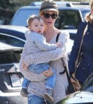 January Jones Takes Baby Xander To Lunch