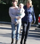 January Jones Takes Baby Xander To Lunch
