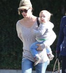 January Jones Takes Baby Xander To Lunch