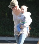 January Jones Takes Baby Xander To Lunch