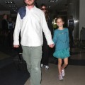 Christian Bale And Family Arriving On A Flight At LAX