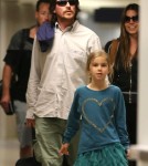 Christian Bale And Family Arriving On A Flight At LAX