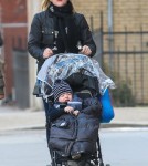 Jane Krakowski Takes Son Bennett For A Walk In New York