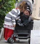 Alessandra Ambrosio & Kids Leaving The Brentwood Country Mart