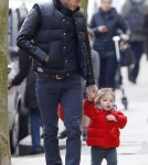 David Beckham Takes His Daughter Harper Out In London