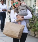 Hilary Duff Out And About With A Sleepy Luca