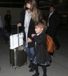 Jessica Alba & Daughter Honor Arriving On A Flight At LAX