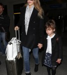 Jessica Alba & Daughter Honor Arriving On A Flight At LAX