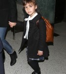 Jessica Alba & Daughter Honor Arriving On A Flight At LAX