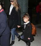 Jessica Alba & Daughter Honor Arriving On A Flight At LAX