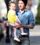 David Beckham Takes Harper Out For A Morning Stroll