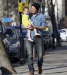 David Beckham Takes Harper Out For A Morning Stroll