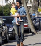 David Beckham Takes Harper Out For A Morning Stroll