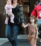 Alyson Hannigan & Family Outside The Trump Soho Hotel