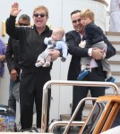 Elton John & Family Arrive In Venice