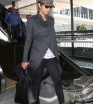 Pregnant Halle Berry Lands At LAX Airport