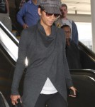Pregnant Halle Berry Lands At LAX Airport
