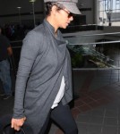 Pregnant Halle Berry Lands At LAX Airport