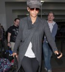 Pregnant Halle Berry Lands At LAX Airport