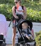 Exclusive... Jacqui Ainsley Takes Her Kids For A Stroll In Beverly Hills