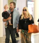 Exclusive... Pregnant Jessica Simpson & Family Arriving On A Flight At LAX