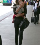Lilly Aldridge And Her Daughter Departing On A Flight At LAX