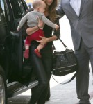 Lilly Aldridge And Her Daughter Departing On A Flight At LAX